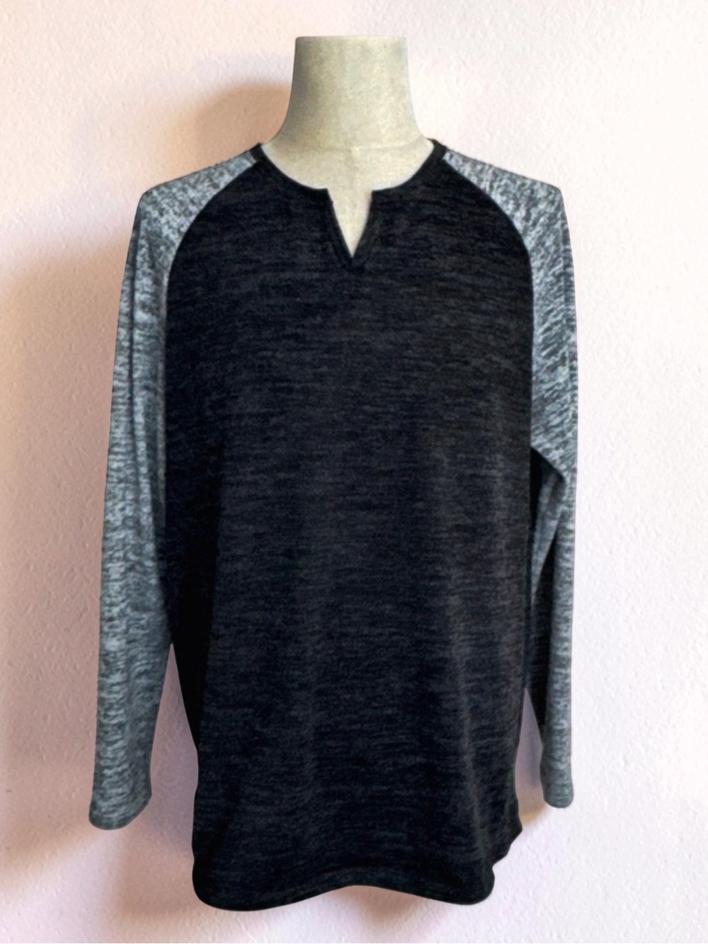 Civil Society Men's Charcoal and Heather Gray Long Sleeve Shirt. XL